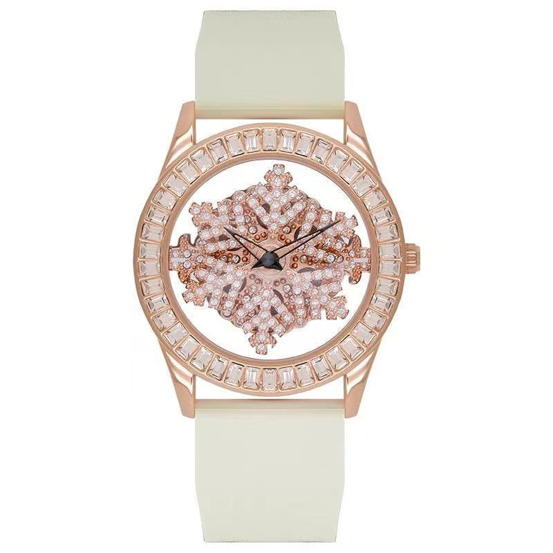 Fashion women's watchMishali Women's Best-Seller on Douyin Silicone Good Luck Comes Five-Pointed Star Snowflake Large Dial Watch