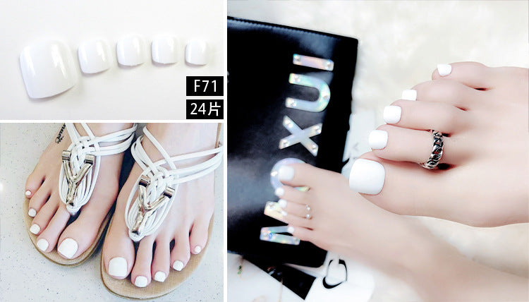 Fashion  nail Tina Finished Nail Beauty Fake Nail Patch Nail Solid Color Toenail Nail Sticker Nail Shaped Piece 24 Pieces F Series