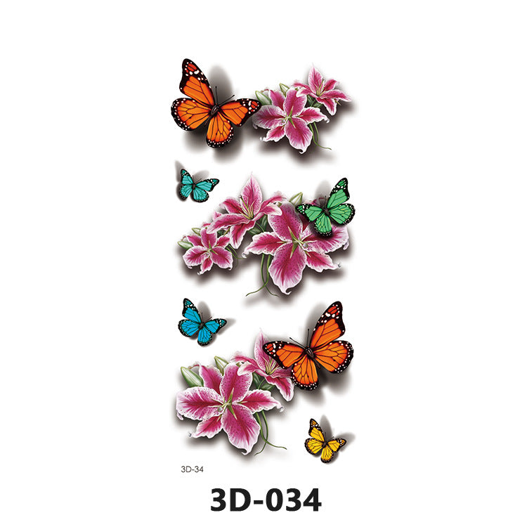 Free shipping Tattoo In Stock Wholesale 3D Butterfly Waterproof Sweatproof Female Stereo Emulational Creative Temporary Stickers Europe and America Cross Border Butterfly Tattoo Sticker
