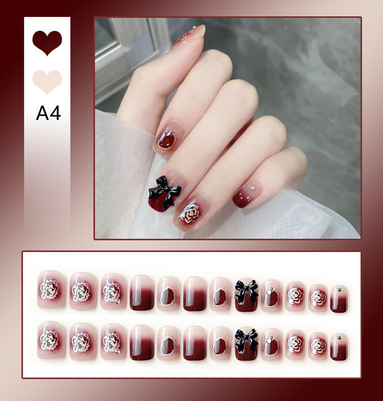 Fashion  nail Handmade Wear Nail Wholesale Internet Hot Diamond in the Debris Butterfly Glitter Nail Tips Finished Product Nail Patch Jelly Glue
