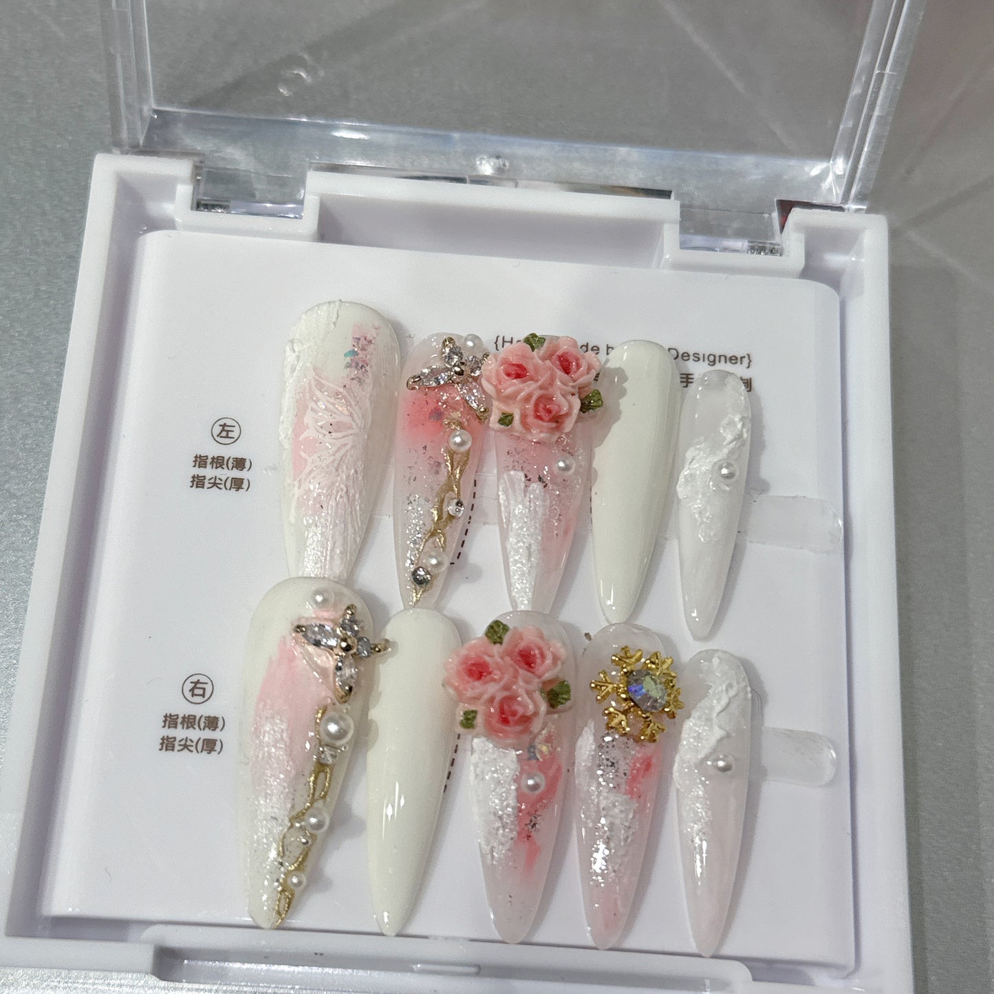 Original Handmade Manicure Sansheng Sanshi Miles Peach Blossom Famous Words of Flowers I Love Nail Patch Finished Product