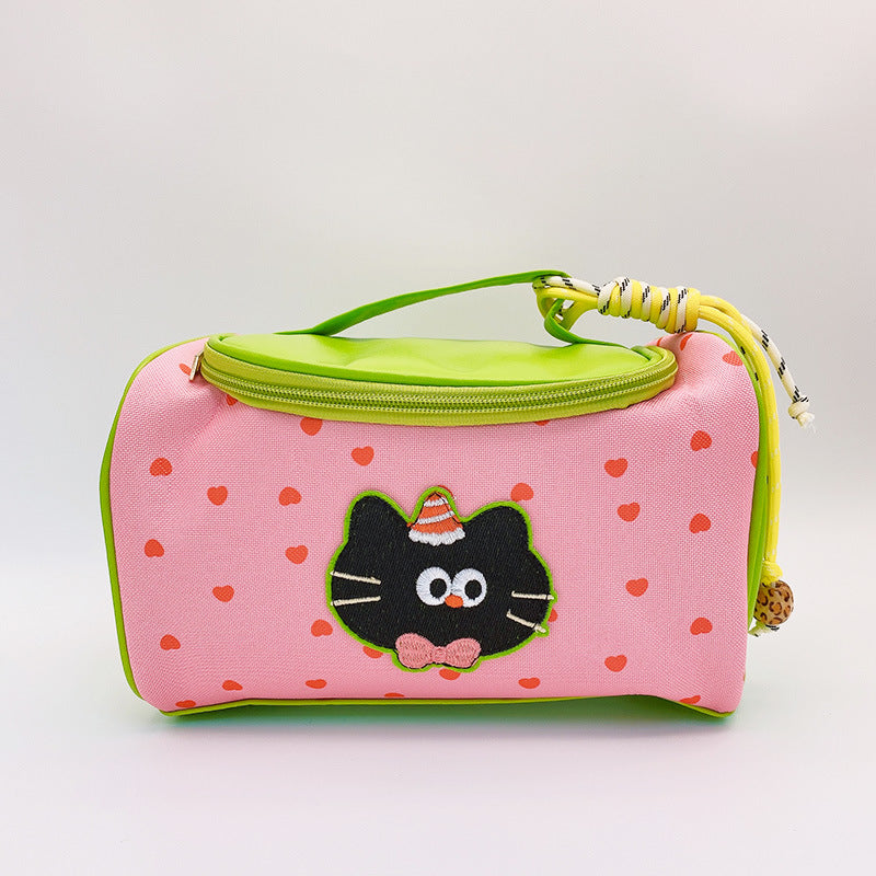 Dopamine Bag Free shipping Tattoo Peach Girl Polka Dot Plaid Dopamine Large Portable Cosmetic Bag Storage Bag Travel Bag HD9427A05