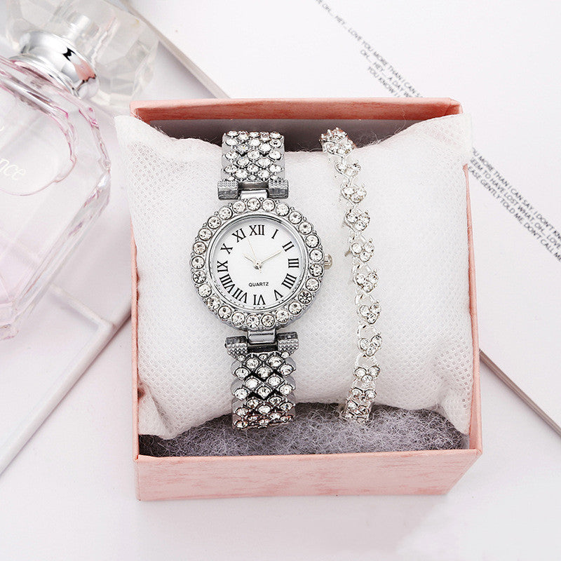 Fashion women's watchForeign Trade Popular Style Fashion Roman Pattern Diamond Women's Watch Women's Watch Quartz Watch Bracelet Women's Wrist Watch Factory in Stock