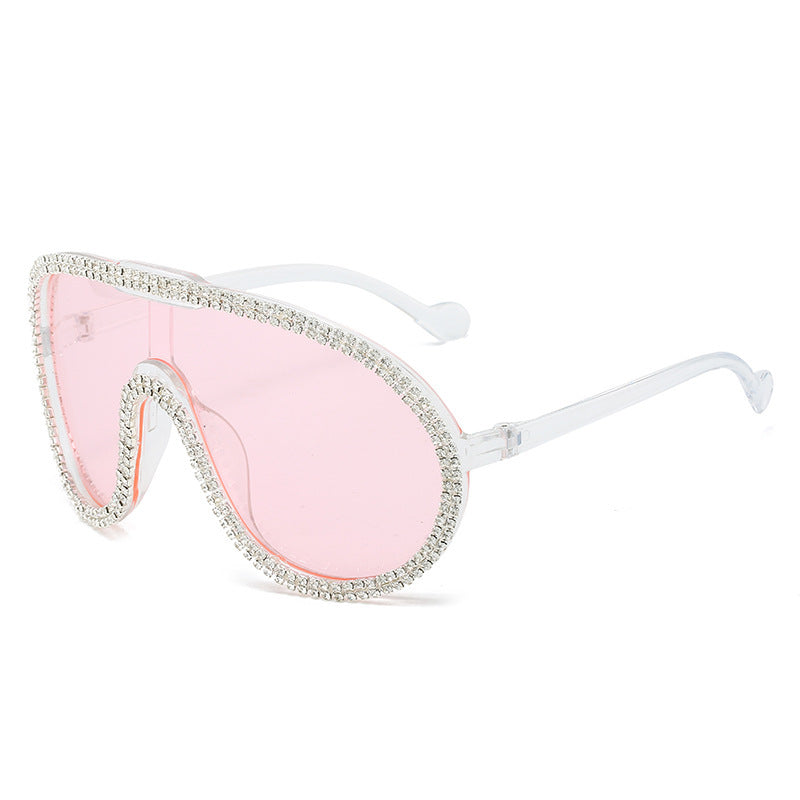 Women's fashion glasses 新款镶钻时尚潮流连体太阳镜跨境网红舞台户外拍照墨镜欧美个性潮