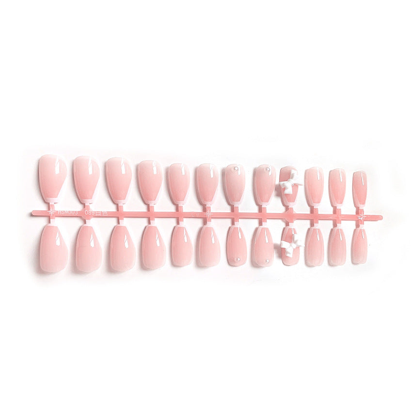 Fashion  nail Wear Armor Nail Stickers Nail Patch Fake Nails Detachable Bow White Edge Nail Sticker X33
