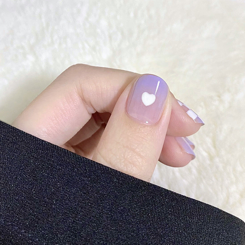 芋泥椰椰穿戴甲棋盘格指甲贴片渐变美甲片假指甲美甲贴片成品甲片