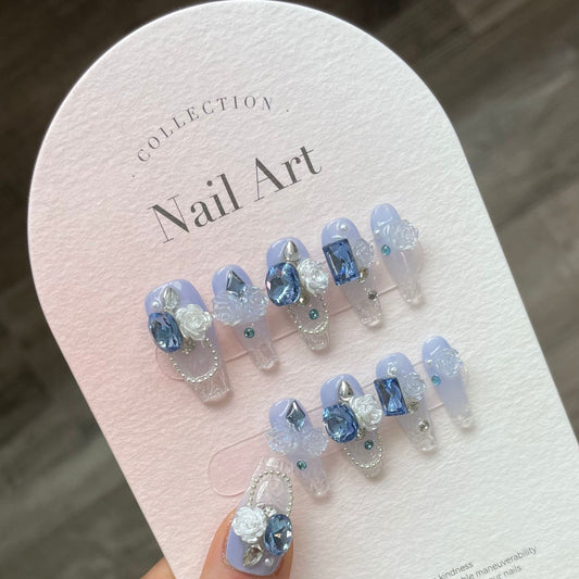 (reusable nail)"Sea Lan Bing glass" hand-worn nail polish with high-quality whitening and gentle patch.