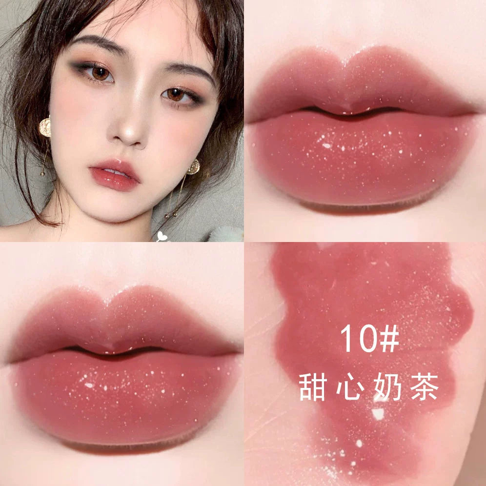 嘟嘟唇口红唇蜜透明唇彩亮晶晶唇釉口红玻璃唇细闪珠光带闪亮果冻色