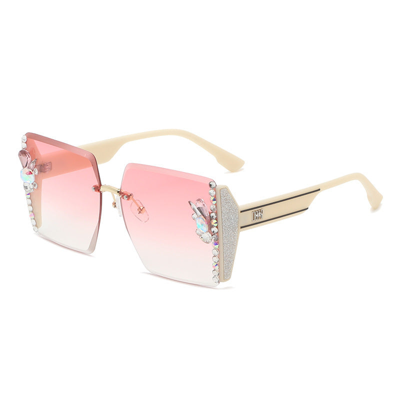 Women's fashion glasses 大框切边方框墨镜女闪粉满天星高级感休闲百搭女士太阳镜防紫外线