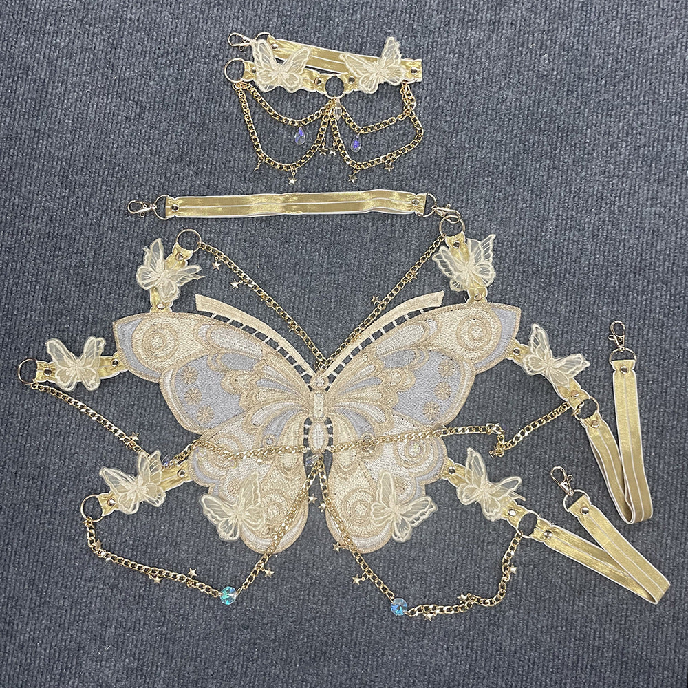 Free shipping butterfly splicing metal crystal pendant ultra-short sling small vest tops