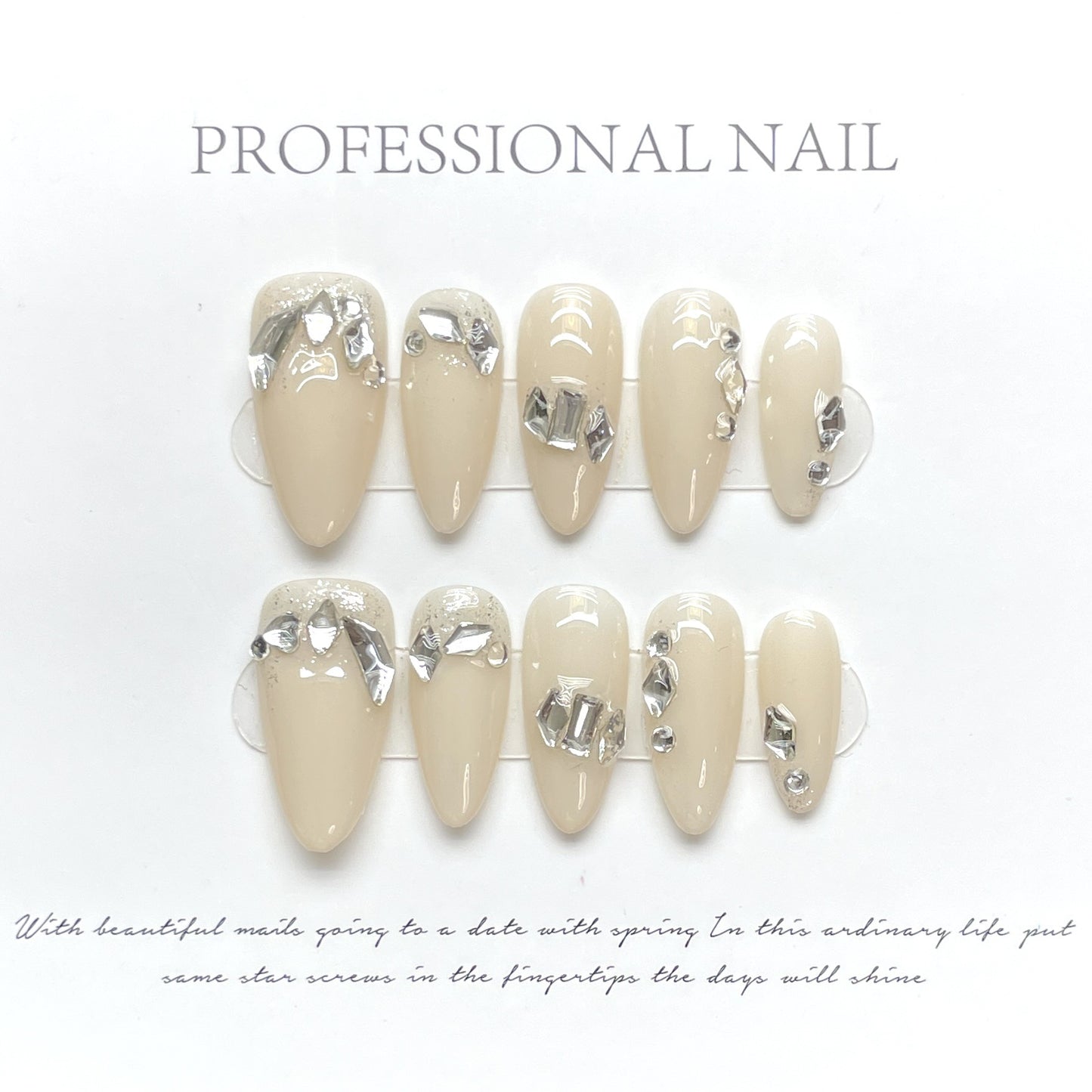 (Hand-Made Nail) [Original Real Shot] Butterfly Romantic Pink Purple Pure Desire Light Luxury Crystal Thin and Glittering Pure Handmade Wear Armor Can Be Repeated