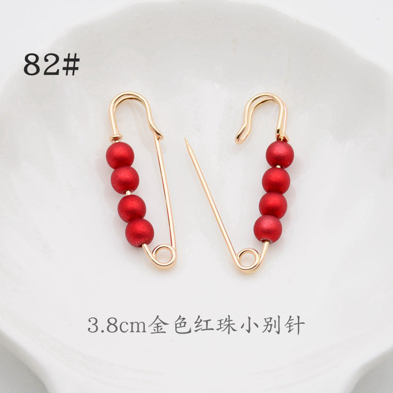 配饰胸针防走光珍珠胸针 女一字高档胸花别针蝴蝶插针丝巾扣 裙口收腰神器