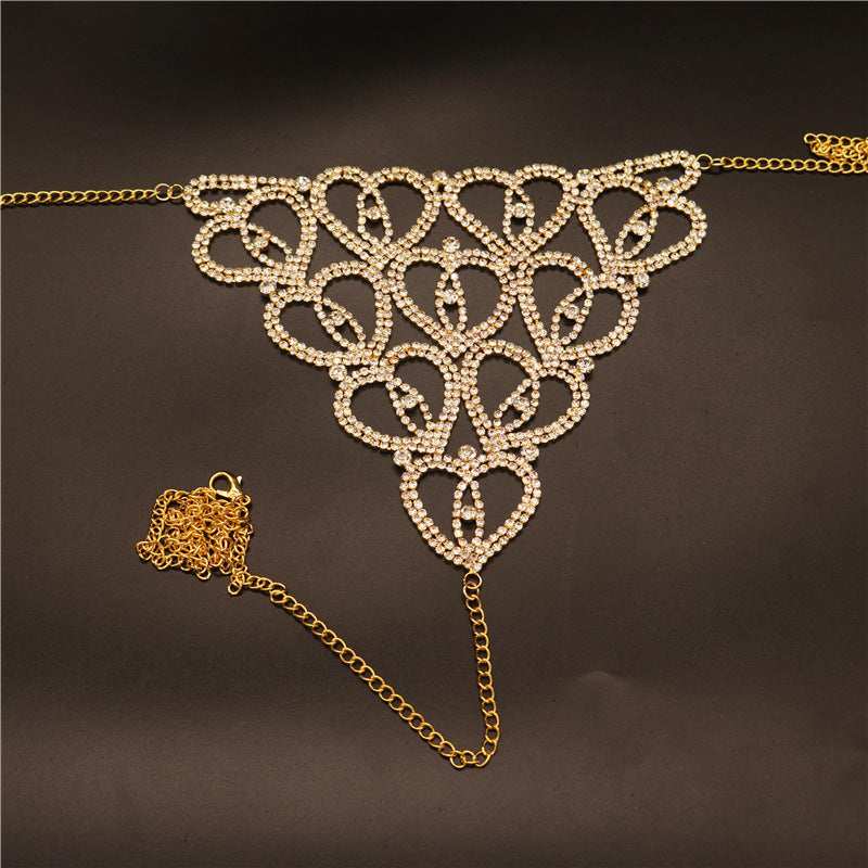 Fashion Jewelry Cross border Explosives Sexy Body Chain Water Diamond Luxury Underwear Set Instagram Popular Nightclub Love Body Chain