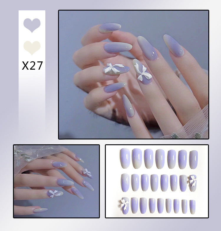 Fashion  nail Fake Nails Crystal Iced Butterfly Nail Art Nail Patch Bow Ballet Rhinestone Nail Beauty Nail Tip Wear Nail