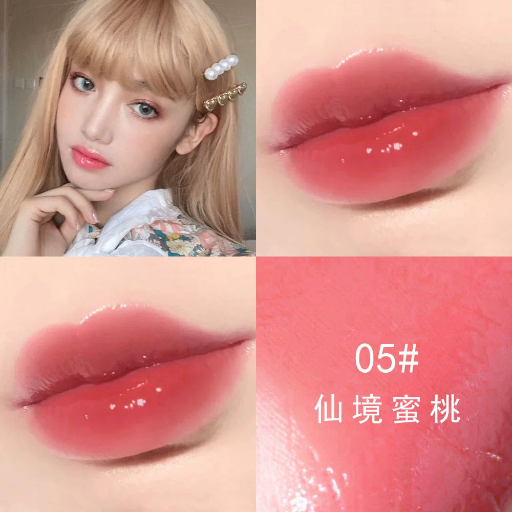 嘟嘟唇口红唇蜜透明唇彩亮晶晶唇釉口红玻璃唇细闪珠光带闪亮果冻色