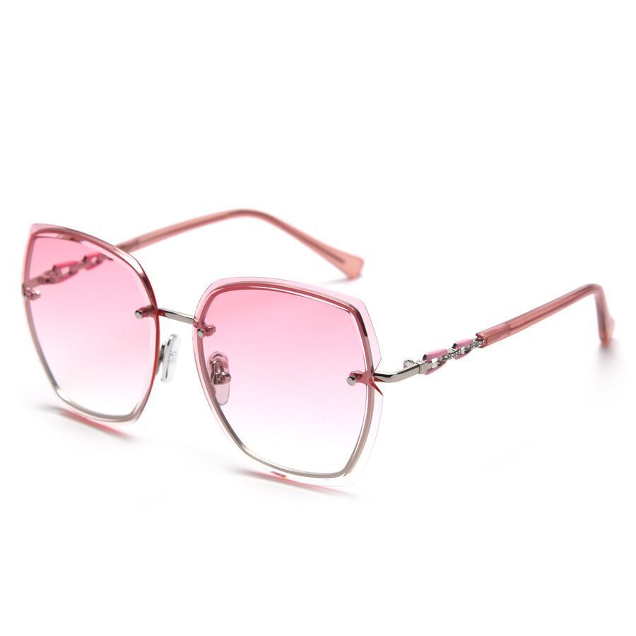 Women's fashion glasses 无框切边太阳镜2023新款女士防晒墨镜显瘦太阳眼镜防紫外线高级感