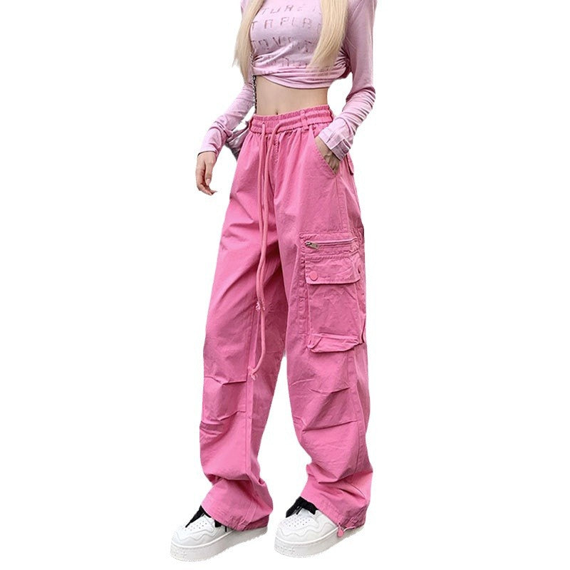 Dopamine pants Free shipping Tattoo American street overalls women's autumn new dopamine color pants loose straight wide-leg sports casual pants