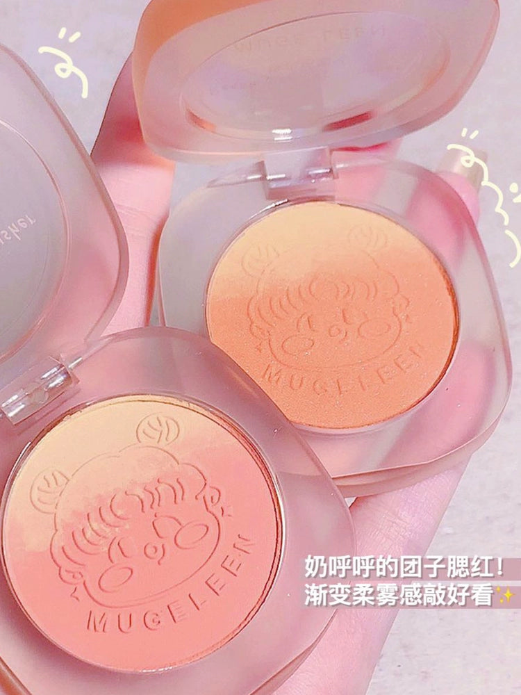 渐变双色腮红胭脂细闪显色持久防水防汗自然元气高光蜜桃橘色胭脂修容