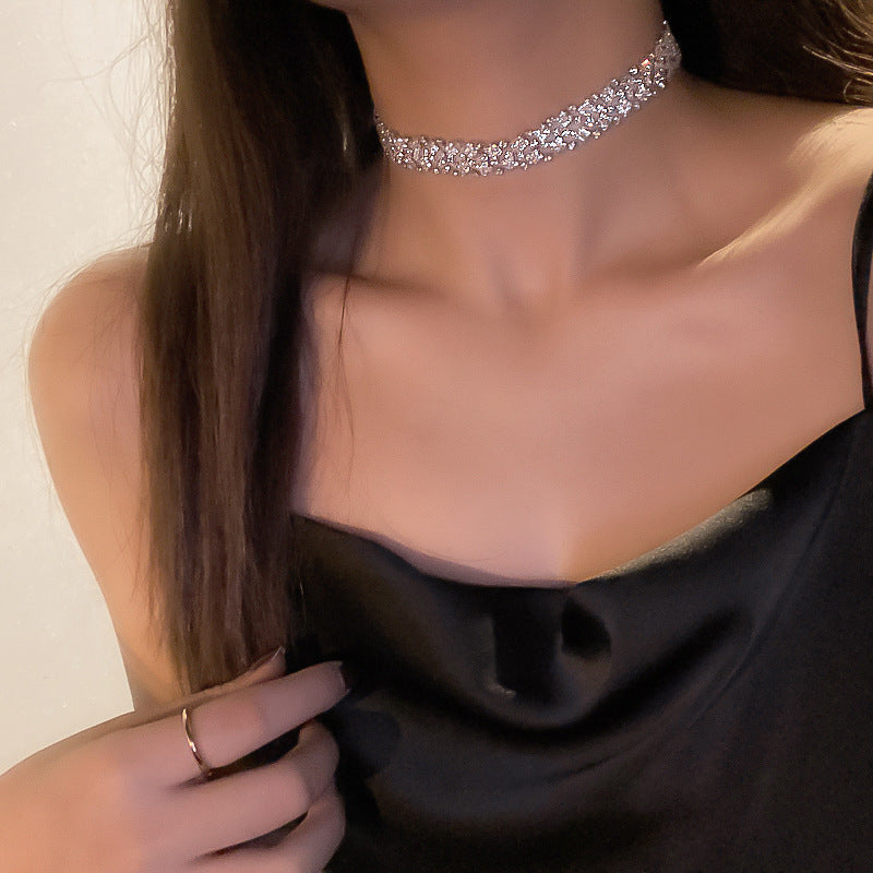 Diamond  jewelry Oval necklace Fashion high touch collarbone chain niche design high-cold-wind styl  necklaces
