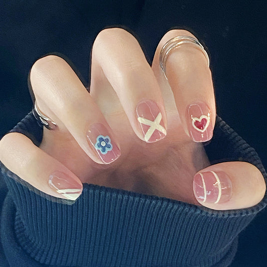 盐系甜妹穿戴甲美甲贴片指甲贴片美甲片假指甲穿戴美甲成品甲片
