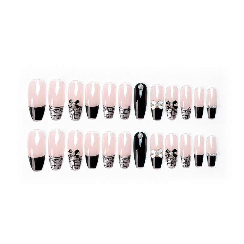 Fashion  nail Autumn and Winter Classic Style Minimalist Bowknot Finished Nail Beauty Wear Fake Nails Removable Nail Tip Wear Armor X97