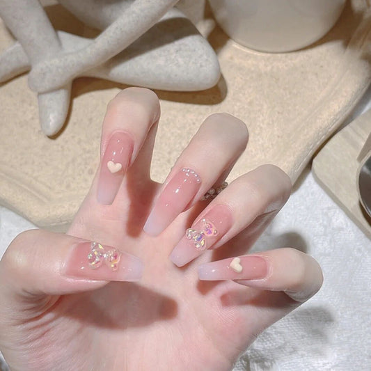 Fashion  nail Wearable Nail Sticker Ballet Nail Wear Nail Piece Nail Shaped Piece Removable Bear Nail Patch Finished X63