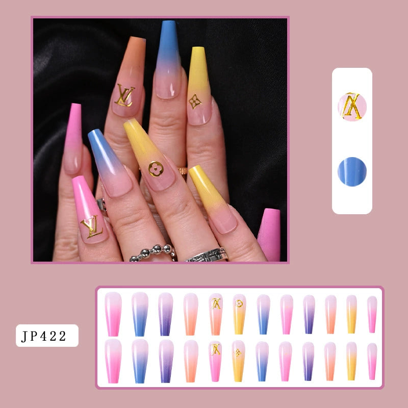 (Hand-made nail)美甲贴片nails穿戴甲长款欧美假指甲美甲贴片穿戴甲甲片成品