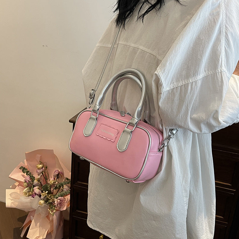 Dopamine Bag Free shipping Tattoo Fashion contrasting color Boston portable small bag women 2024 new spring dopamine Internet celebrity shoulder cross pillow bag