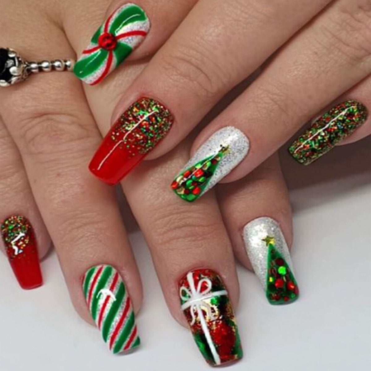(Hand made nail) Kardashian, European and American Spicy Girl, Little Red Book, Dark Super Long, Internet Celebrity Cross border Nail Art, Detachable and Reusable Nail