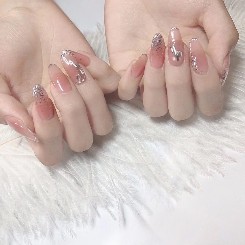 Fashion  nail Wear Armor Nail Stickers Nail Patch Fake Nails Detachable Rhinestone Long Nail Tip Nail Sticker X12