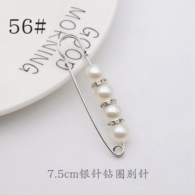 配饰胸针防走光珍珠胸针 女一字高档胸花别针蝴蝶插针丝巾扣 裙口收腰神器