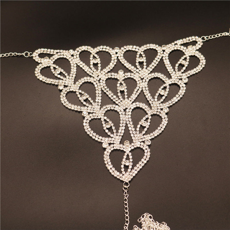 Fashion Jewelry Cross border Explosives Sexy Body Chain Water Diamond Luxury Underwear Set Instagram Popular Nightclub Love Body Chain