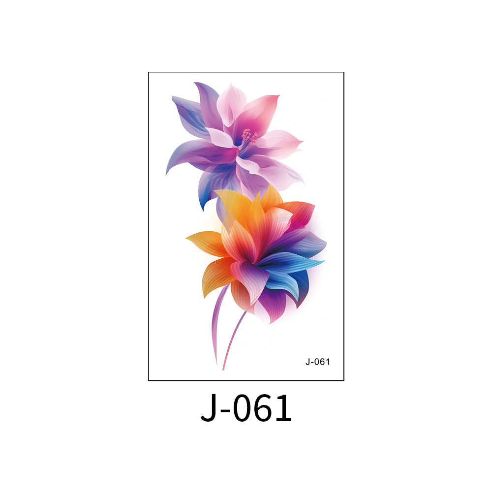 Free shipping Tattoo Colorful Flower Tattoo Sticker Disposable Waterproof Hand Back Clavicle Chest European and American Scar Covering Fresh Tattoo Sticker Paper