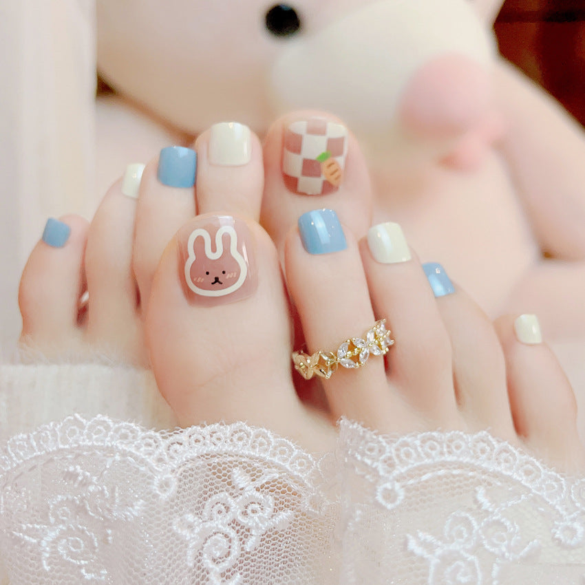 Fashion  nail Foot Nail Tip Nail Patch Finished Manicure Rabbit Wear Nail Removable Nail Tips Nail Tip Finished Product Wholesale J5
