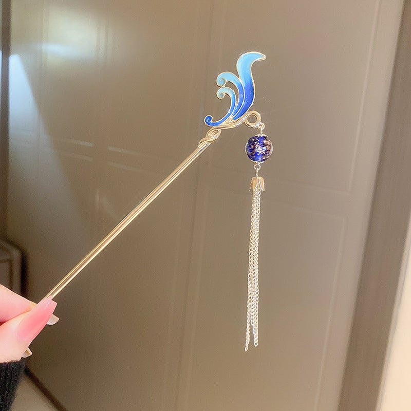 头饰发簪国潮花朵流苏发簪新中式步摇小清新发钗古风旗袍汉服百搭发饰批发