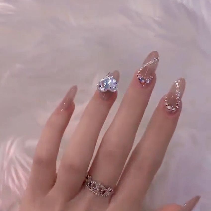 Fashion  nail Wear Armor Nail Stickers Nail Patch Fake Nails Removable Heart Love Heart Nail Tip Nail Sticker X13