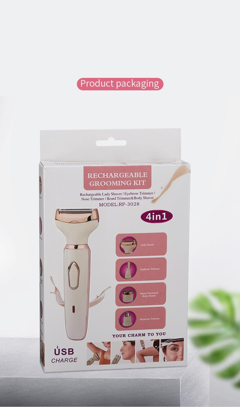 4-in-1  Multifunctional electric Shaver for women Body hair remover eyebrow shaver USB Charging