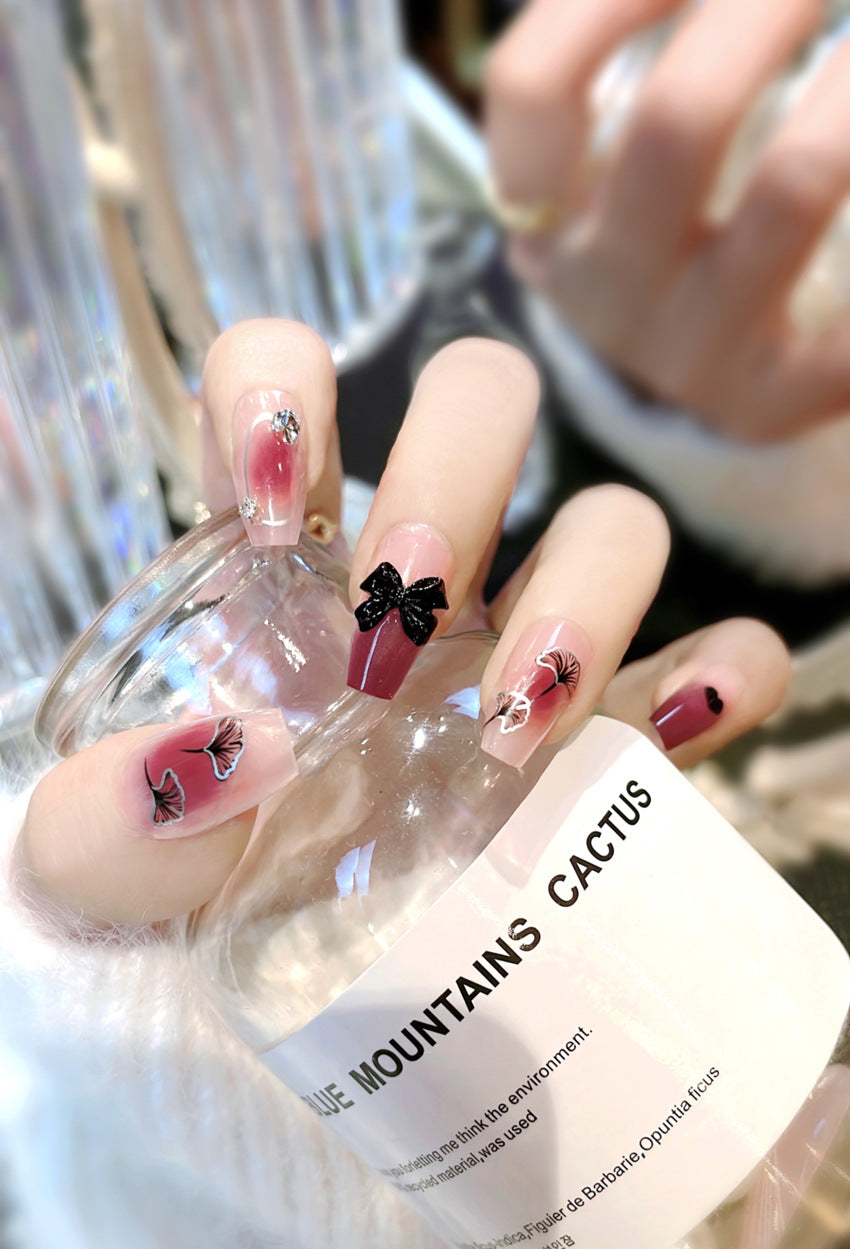 Fashion  nail Nail Sticker Diamond Nail Wear Nail Nail Stickers Fake Nails Bow Nail Sticker Blush Wear Nail A21