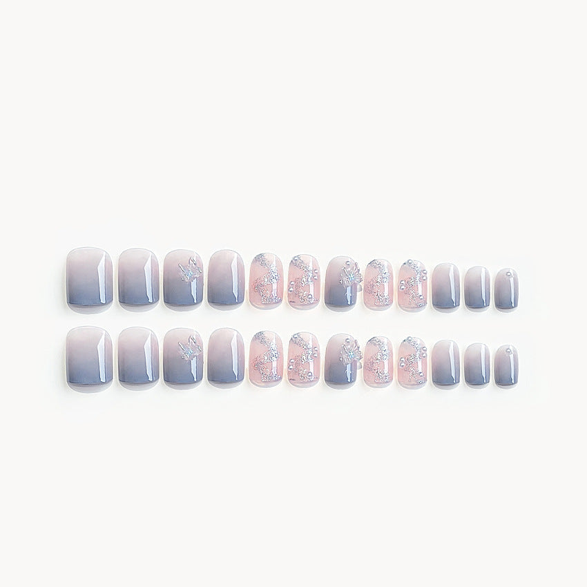 Fashion  nail Pure Want to Wear Nail Art Butterfly Ice through Fake Nail Patch Removable Wear Nail Wholesale Nail Art X82