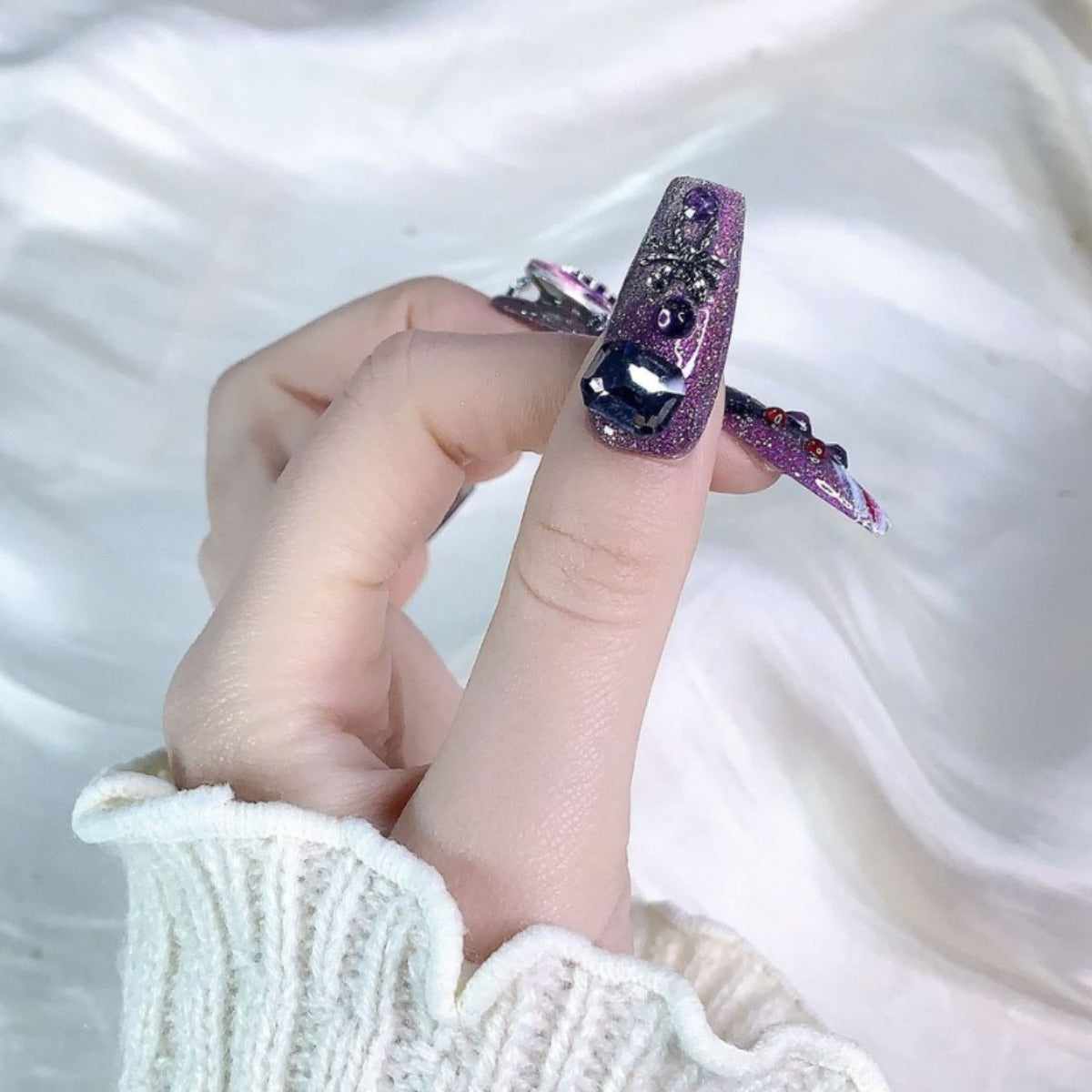(Hand-Made Nail) [Dark Witch] Heavy Industry Halloween Spider Handmade Wear Nail Beauty Nail Piece Super Long Ladder Handmade Advanced