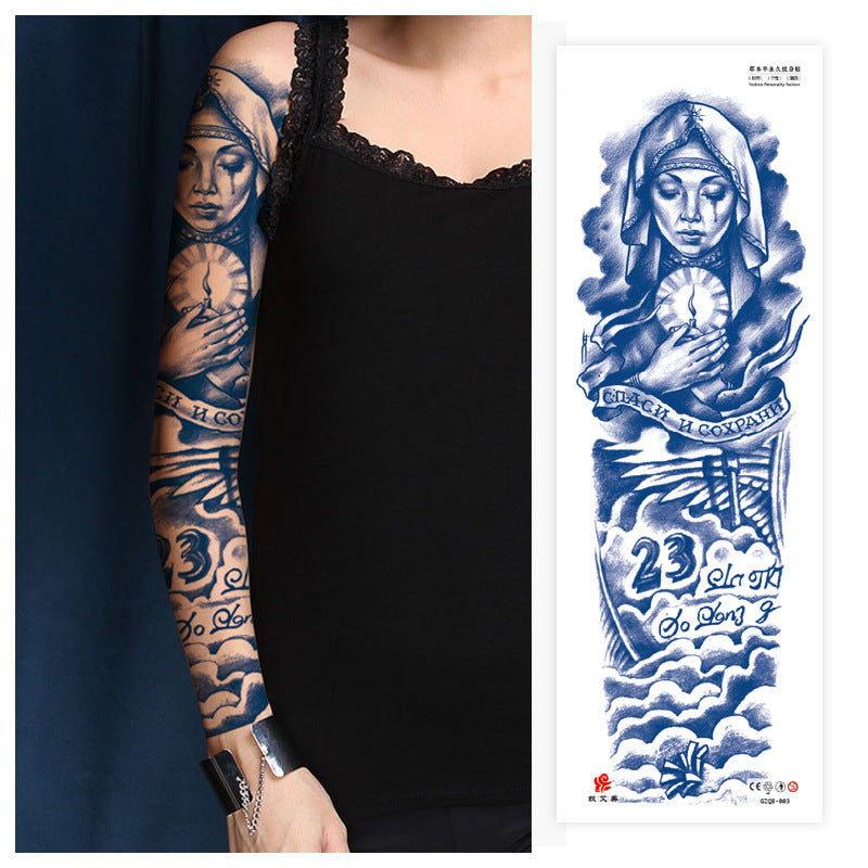 Free shipping Tattoo Factory in Stock Wholesale Herbal Juice Full Arm Tattoo Sticker Waterproof Sweat-Proof Imitation Tattoo Semi Permanent Tattoo Sticker