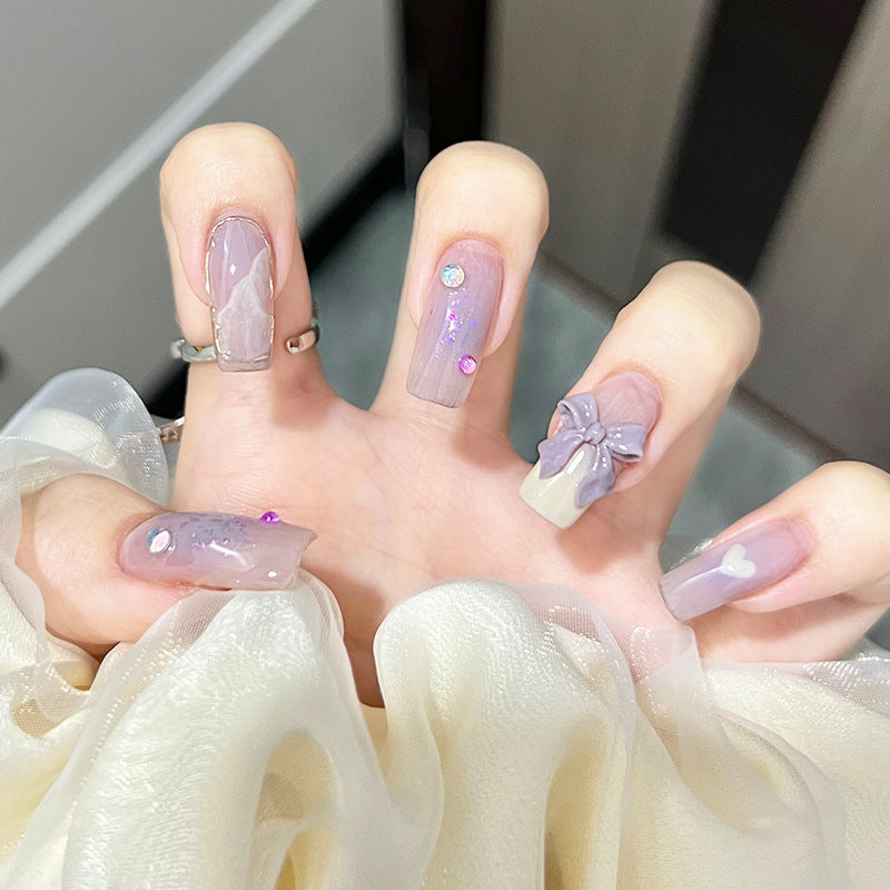糖果纱皙穿戴甲纯欲指甲贴片爆闪美甲片极光假指甲美甲贴片成品甲