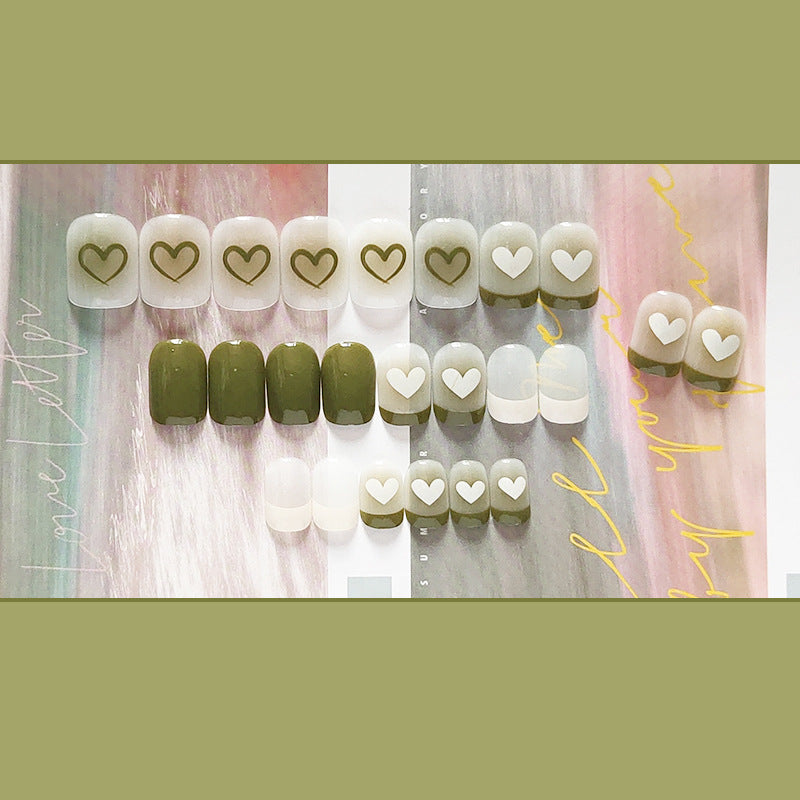 冷翠法式穿戴甲腮红指甲贴片爱心美甲片假指甲美甲贴片成品甲片