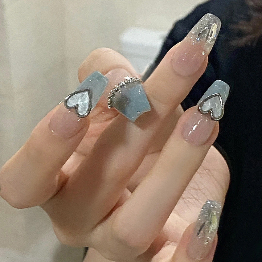 Fashion  nail New Nail Beauty Wear Nail Ins Advanced Pure Desire Wind Nail Patch Wear Nail Love Heart Nail Stickers A34