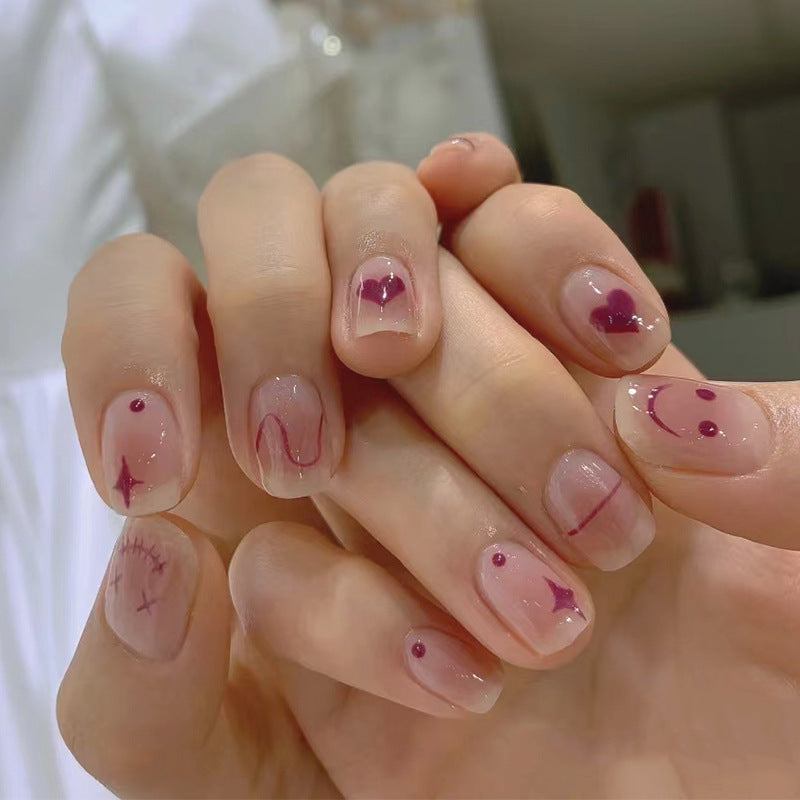 甜辣少女穿戴甲可爱指甲贴片腮红美甲片极简假指甲美甲贴片成品甲