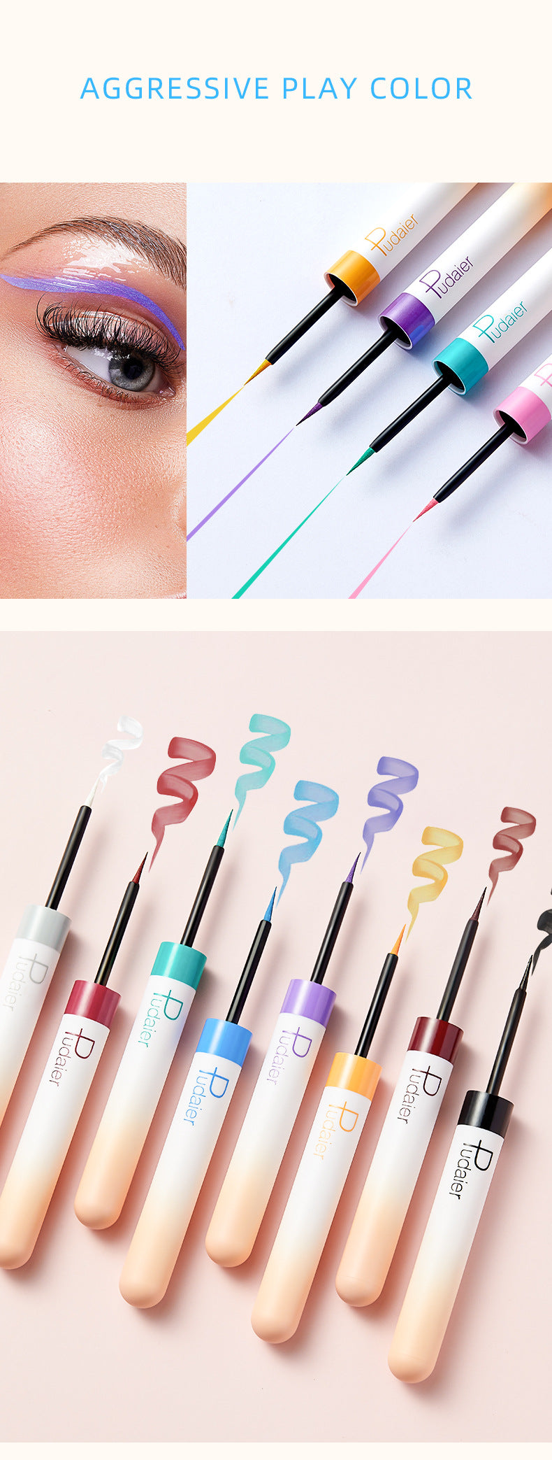 Color Liquid Eyeliner Amazon Makeup Waterproof Quick Dry Ultra Thin 12 color Eyeliner