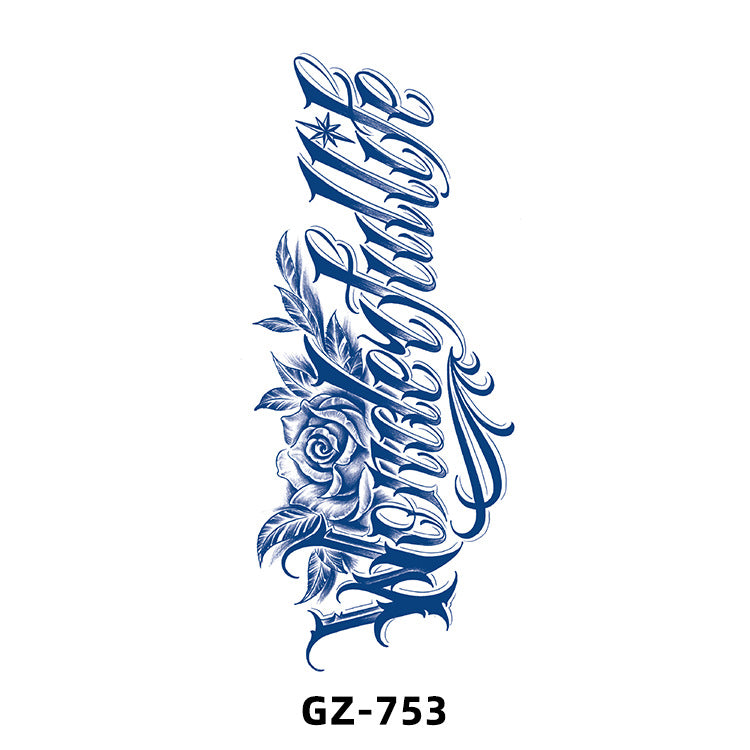 Free shipping Tattoo Cross-Border Herbal Semi-Permanent Tattoo Sticker Men's and Women's Waterproof Sweat-Proof Juice Half Sleeve Real-Proof Tattoo Letter Sticker Tattoo