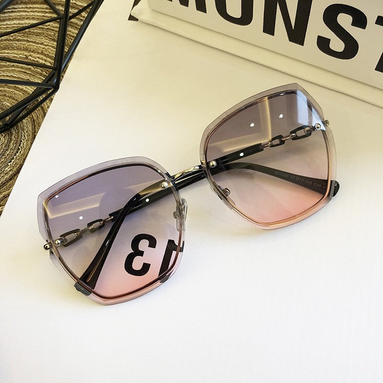 Women's fashion glasses 无框切边太阳镜2023新款女士防晒墨镜显瘦太阳眼镜防紫外线高级感