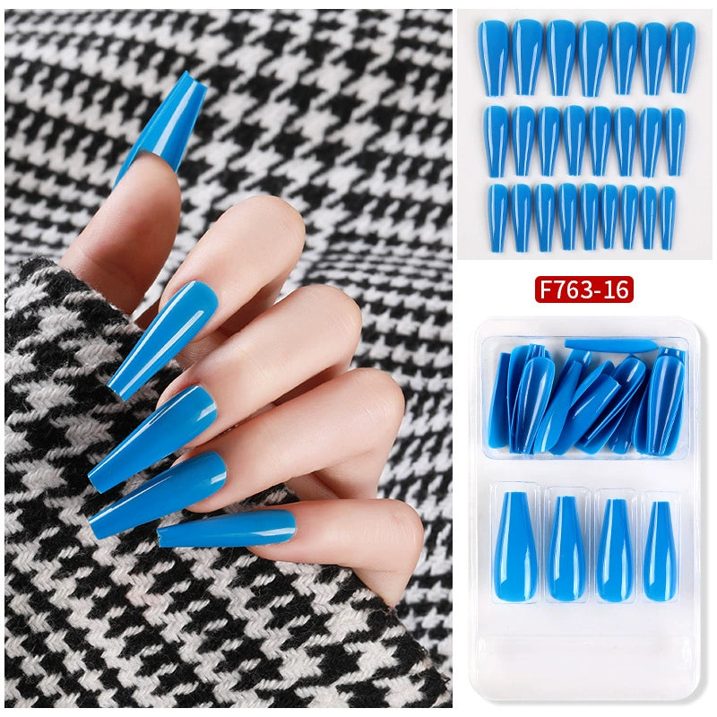 (Hand made nail) Nail patches for wearing ins long ballet nails, European and American nail patches, detachable 24 pieces for wearing finished nail patches