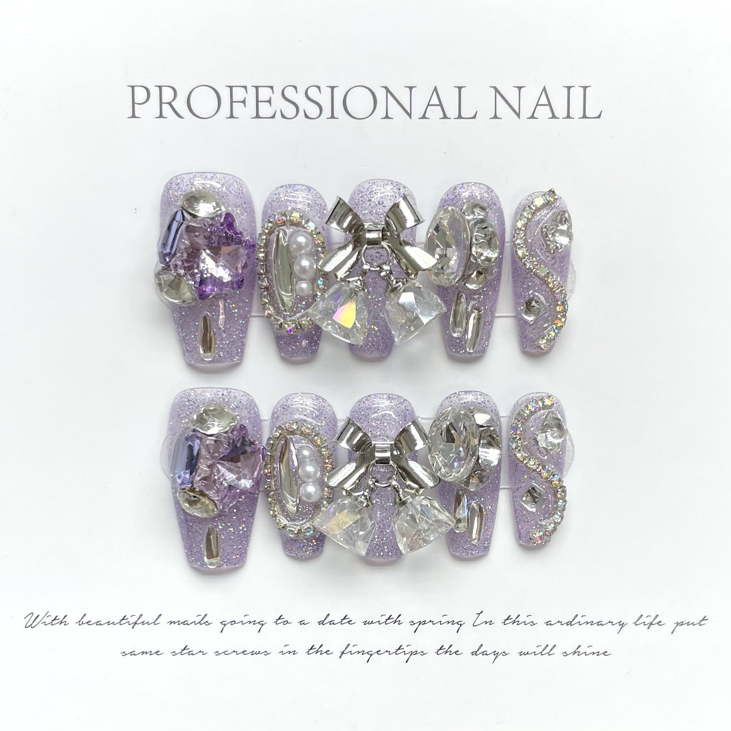 (Hand-Made Nail) Dark Green Gatling Hand-Worn Nail New Dark Dark Green Cat's Eye Zircon Retro High-Grade Finished Product Nail Stickers